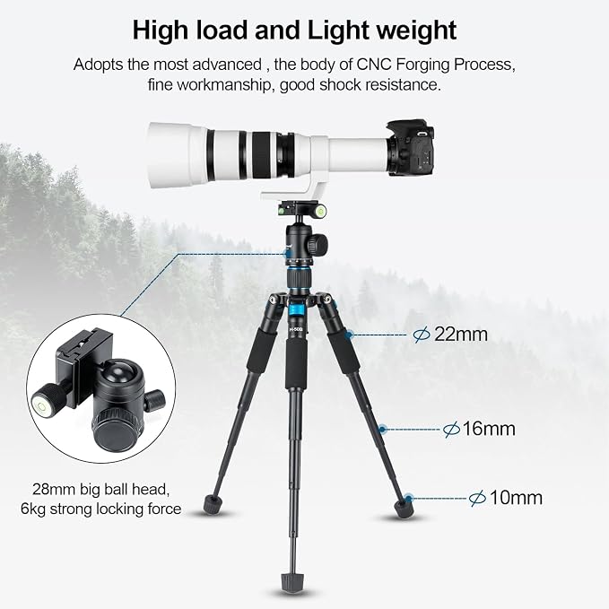 Koolehaoda Mini Tabletop Tripod with 360° Ball Head - 20" Aluminum, Blue | Portable Desktop Tripod Stand for DSLR Camera, Video Camcorder, Phone Lightweight Travel Photography Load up to 11lbs - Image 3