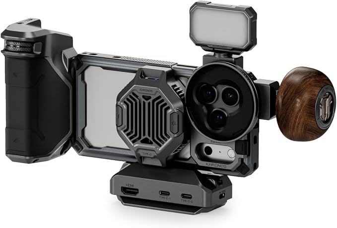 Tilta Khronos Ultimate Kit Compatible with iPhone 17 Pro – Space Gray | Focus PD Handle with Battery | USB-C Hub with HDMI & ARCA Plate | Cooling Module | 58mm ND Filter Tray | LED Light by Tilta
