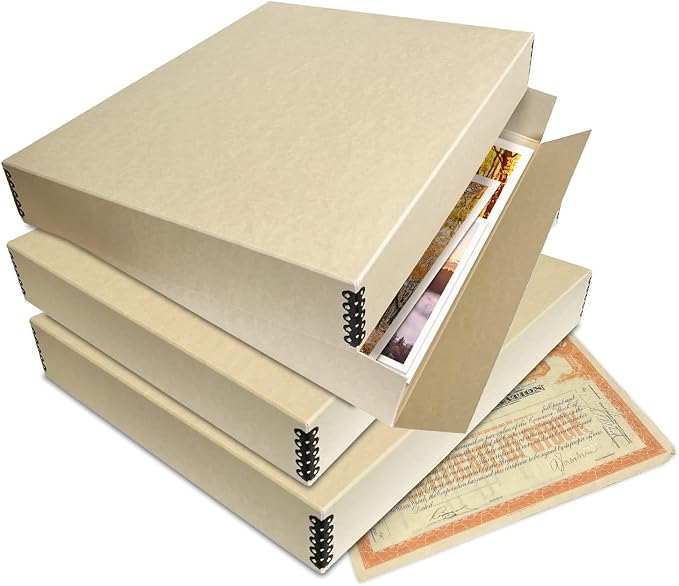 Lineco Drop Front Archival Storage Box, 17.75x22.75x3 in, Tan, 2 Pack | Acid-Free with Metal Edge, Preserves Picture Longevity, Organize Photos, Newspapers, Prints, Documents, Crafts, DIY - Image 9