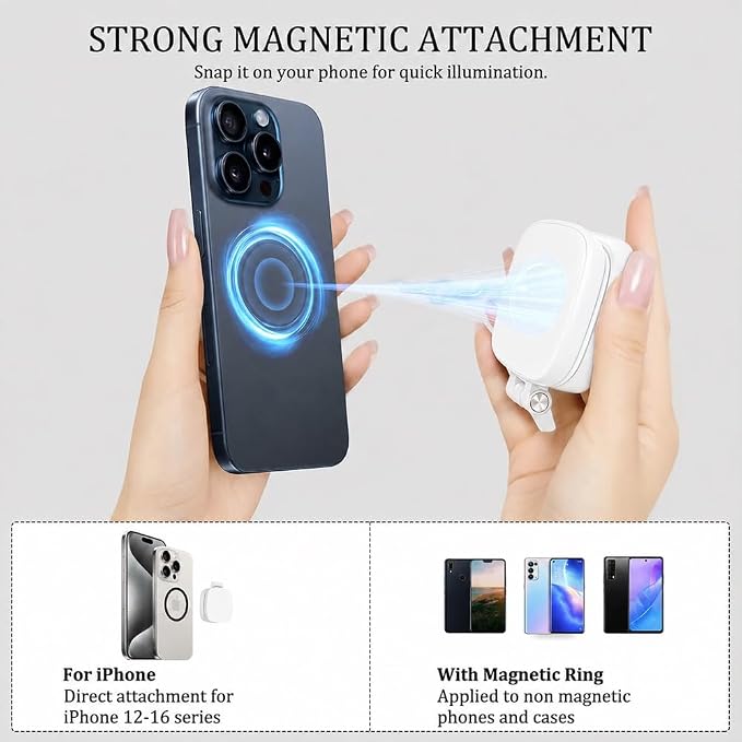 Magnetic Selfie Light Compatible with MagSafe, Foldable LED Phone Light with Mirror, 48 LEDs 5 Color Modes & 5 Brightness Levels, 360° Rotating Fill Light for Selfies, Makeup, TikTok, Zoom - Image 3