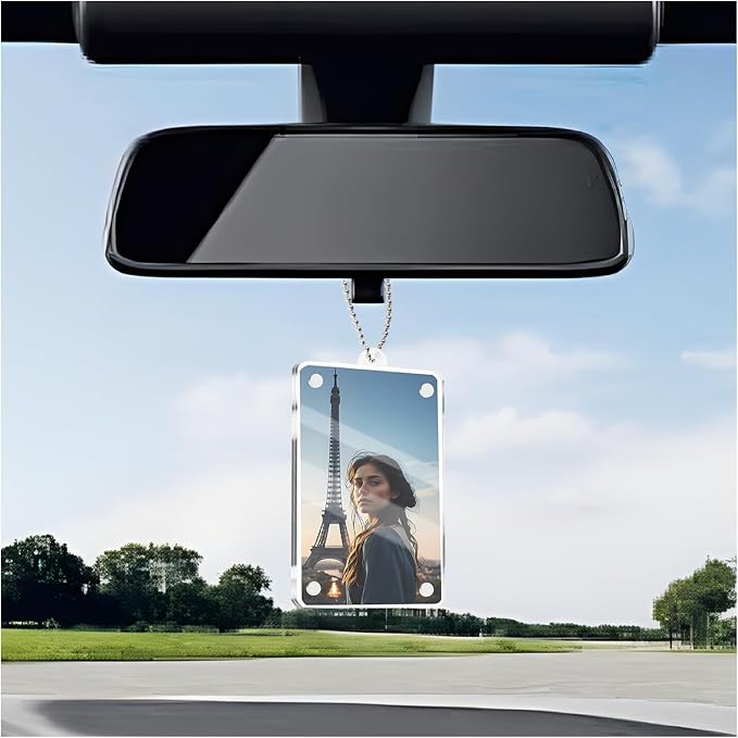 Car Picture Holder with Chain for Hanging Rearview Mirror Accessories,3.54" Magnetic Car Picture Frame Ornament to Display Photo,Personalized Cars Hanger for Couples Photo Holder by Unknown