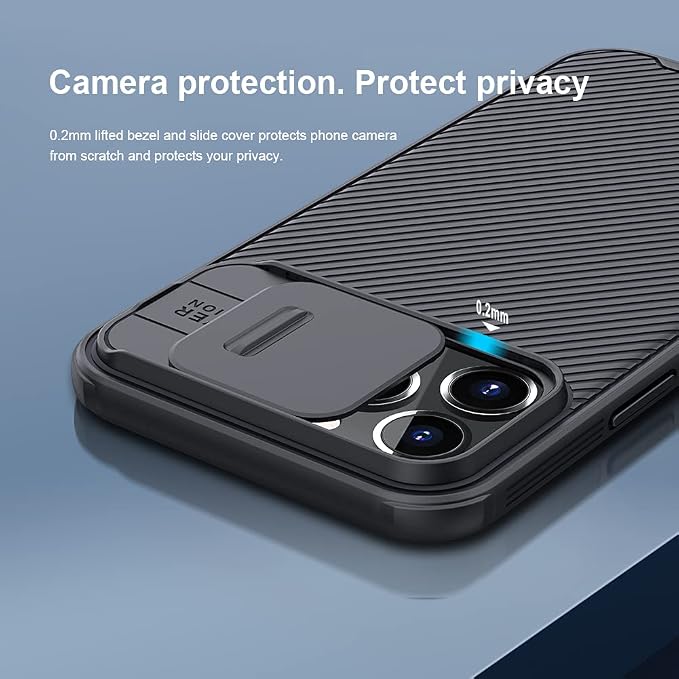 Mangix for iPhone 13 Pro Case with Camera Cover,Slim Fit Thin Polycarbonate Protective Shockproof Cover with Slide Camera Cover, Upgraded Case for Apple iPhone 13 Pro (Black) - Image 2