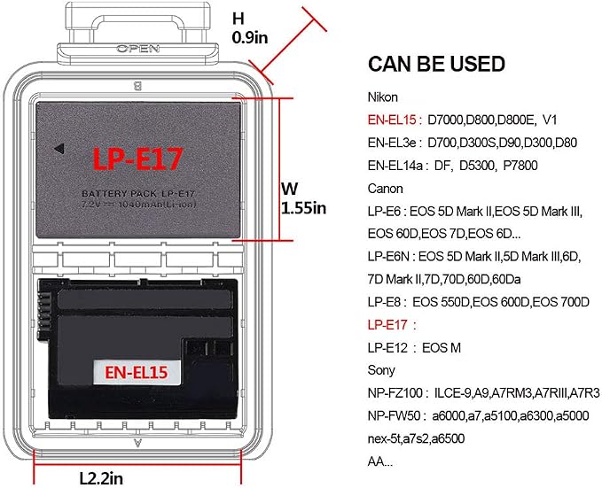 LENSGO Camera Battery Memory Card Case, Memory Card Hard Protector Case Professional Water-Resistant Anti-Shock Camera Battery Storage Box for 2 Camera Batteries 4 SD Cards 2 XQD Cards or 2 CF Cards O - Image 3