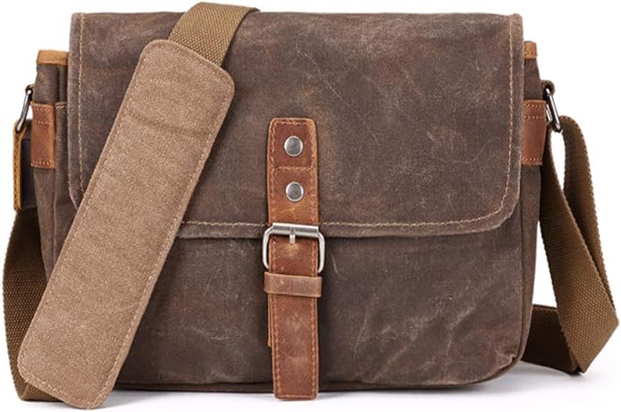 SLR Camera Bag, Waterproof Wax Canvas Bag Vintage Camera Case Messenger Bag with Interlayer Pad by ONEGenug