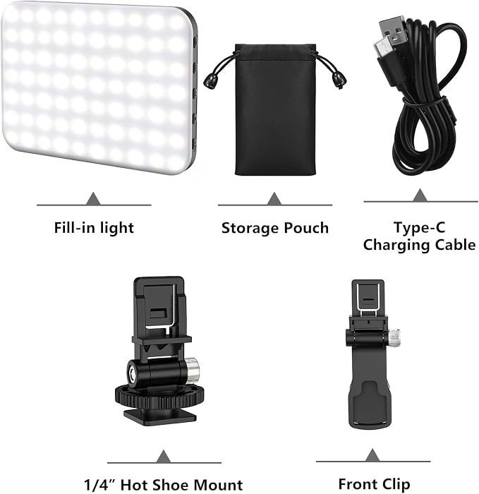 Hagibis LED Camera Light - Portable Photography Lighting with 60 LED, 2200mAh Rechargeable Battery, 7 Modes, 10-Level Brightness, Clip-on Light for Phone/Tablet/Laptop - Image 7