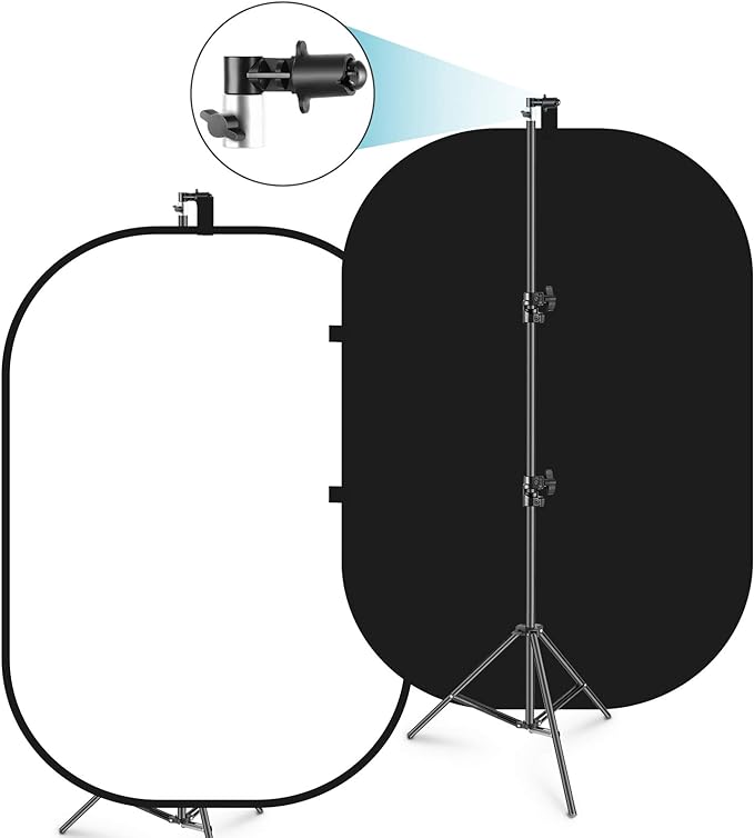 Neewer 5x7ft/1.5x2m Chromakey Foldable Backdrop with Stand 8.5ft/2.6m, 2-in-1 Reversible Black White Green Background Panel for Photography Studio, Live Streaming, Video Calls, Games | 2 in 1, Reversible, Black, White, Green Background Panel, for Photo... by Neewer