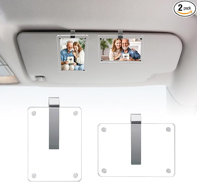1797 Car Visor Clip Photo Holders 2 Pack, Cute Personalized Gifts for Her Him Mom Dad Wife Husband Girlfriend Boyfriend, Magnetic Picture Frame fit Polaroid & Wallet Photos 3.5 x 2.4 inch by 1797