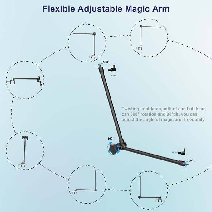 Mippko Microphone Stand Holder,21.5" Long Flexible Adjustable Magic Arm Super Crab Clamp Mic Clip 3/8"-16 to 5/8"-27 Adapter Mount,Compatible with Shure/Fifine /AT2020 /Pyle/Blue Snowball/Razer - Image 6