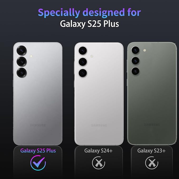 Camera Lens Protector for Samsung Galaxy S25 Plus,1 Pack | Tempered Metal Glass Camera Cover Film,HD Clear,Anti-Scratch Lens Screen Protector Film,Case Friendly,Black Titanium - Image 2