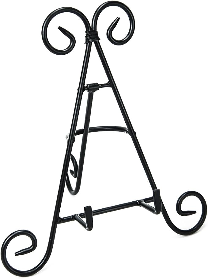 Super Z Outlet Tall Black Iron Curve Design Adjustable Display Stand for Photo Picture Albums, Home Decoration, Fine China Plates, Arts & Crafts Showcase (12") by SuperZOutlet