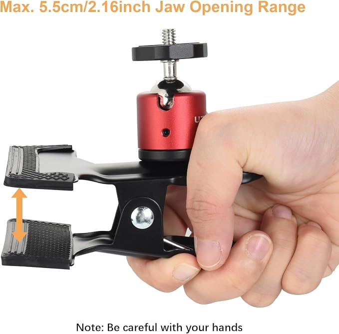 UTEBIT 4 Pack Camera Clamp Mount Tripod Camera Clip, Black & Red | 360° Swivel Webcam Mount with 1/4'' Screw Flash Reflector Holder for Studio Backdrop Digital SLR Video Photography Clamp - Image 3