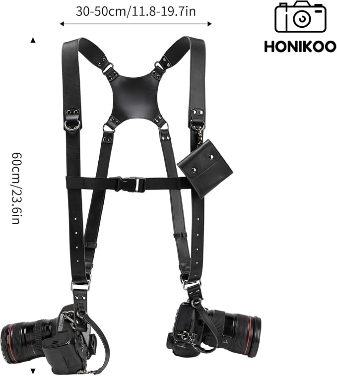 Dual Camera Harness Camera Straps Holster for Photographers Comfort Version | camera holster leather harnes spider holster camera belt camera harness for photographers leather harness camera neck strap - Image 3
