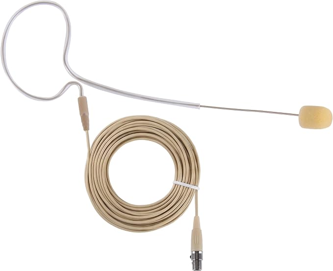 PYLE-PRO On-Ear Audio Condenser Microphone - Portable Omnidirectional Wired Headset Condenser Mic With 4 Pin Mini XLR Cable and Windscreen - Works with Shure System - PMEMS10 (Skin Tone), Beige by PyleUSA