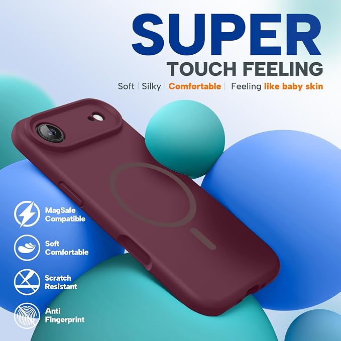 miracase Magnetic for iPhone Air Case, Compatible with MagSafe, Integrated Silicone Camera Control Cover, 3.0mm Thicken Shockproof Drop Protection Phone Case for 17 Air,Wine Red - Image 6