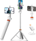 EUCOS 62" Tripod for iPhone, Sturdy Selfie Stick Tripod with Remote & Lightweight Phone Stand, Solidest Portable Cell Phone Tripod, Compatible iPhone Pro Max/Android [White] | Extendable Cell Phone Stand & Ultimate Phone Holder, Solidest Phone Stand Co... by EUCOS
