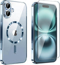 Magnetic Glossy Case for iPhone 17,iPhone17 Phone Case Slim Clear Luxury with Screen Protector & Camera Protector [Compatible with MagSafe], Shockproof Cover for iPhone Case 17-Blue by Unknown