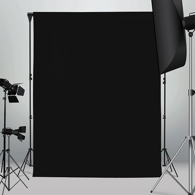 5x7ft Black Backdrop Background for Photography, High Density Polyester Fabric Top Rod Pocket Design, Black Photo Backdrop Curtain for Portrait Photoshoot, Party and Video by Naykaly