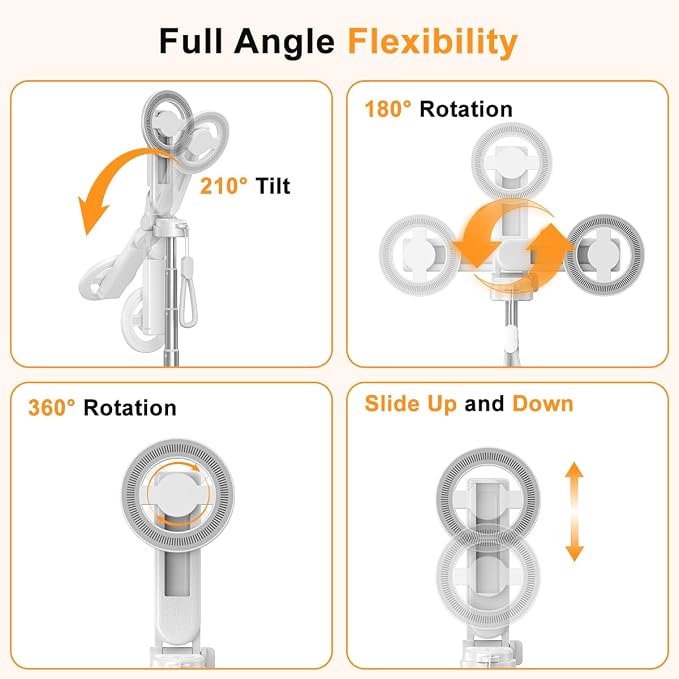 Upgrated 5-in-1 Magnetic Selfie Stick with Remote for Cell Phone 360° Rotation.Can Transforms into Mini Tripod/Camera Grip/Handheld Stabilizer/Phone Stand.Extend to 25 inches - Image 7