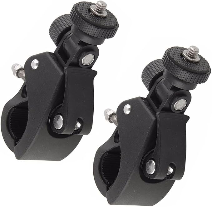 2 Pack Sports Camera Bike Mount Handlebar Clamp Clip Stand Base with 1/4 Screw Adapter for Gopro Hero DJI Osmo Insta360 Motorcycle Bicycle Action Cam Dash GPS Field Monitor Lights by Unknown