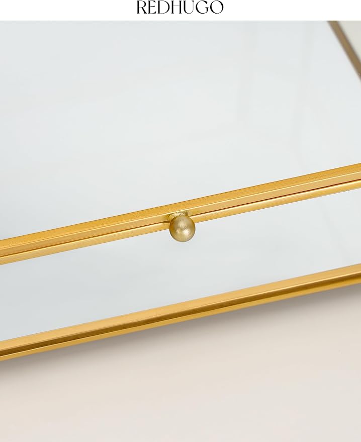 REDHUGO Large Glass Boxes for Display Handmade, Octagon, Gold | Handmade Glass Jewelry Box with Mirrored Bottom and Lid, Ideal for Trinkets, Photos, Keepsakes and Vanity Decor - Image 6