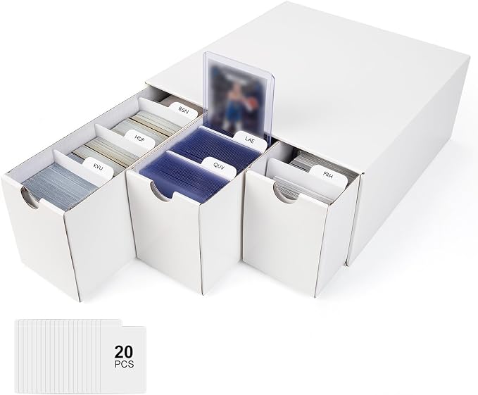 Trading Card 3 Drawer Top Loaders Storage Box with 20 Card Dividers | Cardboard Trading Card Organizer for Collectible Cards Games,Card Box Fits For TCG,MTG,TCG and Basktaball Cards by XRACV