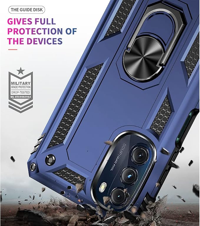 for Moto G 5G 2022 Case, Motorola Moto G 5G Case with HD Screen Protector, [Military Grade 16ft. Drop Tested] Ring Shockproof Protective Phone Case for Motorola G 5G 2022,Blue - Image 3