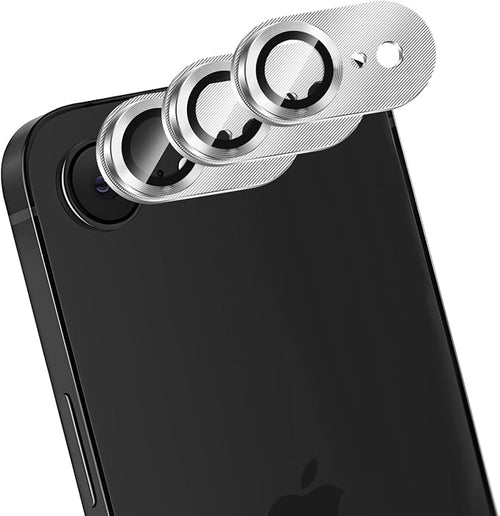 (3 Pack) Camera Lens Protector for iPhone 17e / iPhone 16e, Aluminum Alloy Sapphire Glass Camera Screen,Anti Scratch, Bubble Free,Tempered Glass Screen Protecto - Silver - Image 2