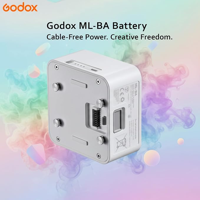 Godox ML-BA Battery Pack for ML80Bi and ML150Bi Bi-Color LED Lights | 14.4V 6600mAh capacity with built-in USB-C charging, providing dependable power for studio production and outdoor shooting - Image 2