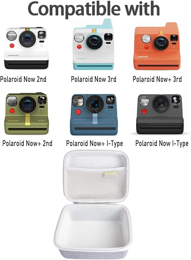 Hard Travel Case for Polaroid Now+ 3rd/Now 3rd/Gen 2 Now Camera | Compatible with Polaroid Now+ 2nd/Originals I-Type Instant Film Camera, Carrying Case, Travel Storage Bag, Mesh Pocket - Image 2