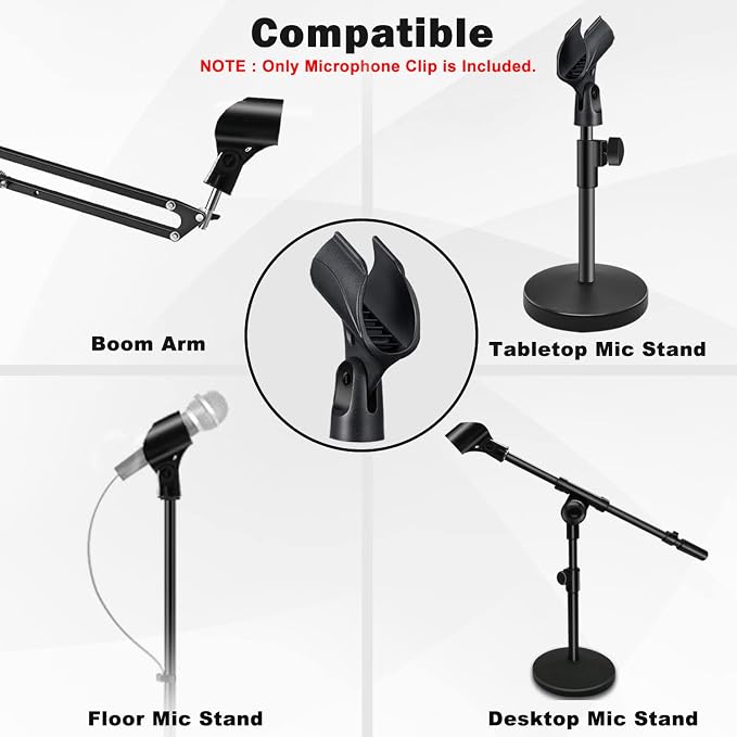 Universal Microphone Clip Holder, Comes with 5/8" Male to 3/8" Female Screw Adapter Suitable for Handheld Microphones, 2-Pack - Image 4