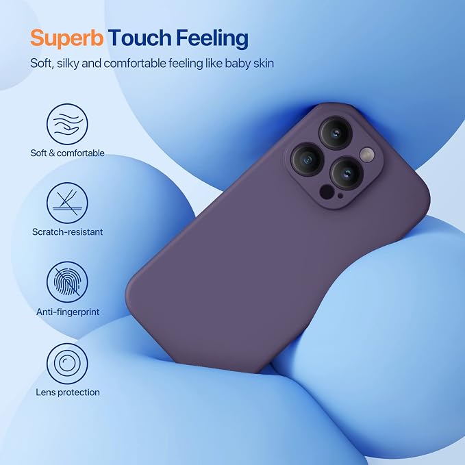 Miracase for iPhone 14 Pro Max Case, Silicone, Purple | Shockproof Liquid Silicone Case with Microfiber Lining,6.7 inch - Image 3