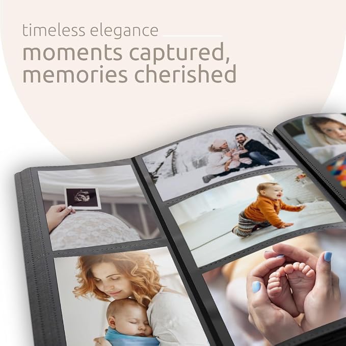 Kiera Grace 400-Pocket Jocelyn Simple & Classic Photo Album for Home & Office with CD Storage Pocket, 13.19"x12.01"x1.5" to Display 400 4"x6" Pictures, Gray - Image 9