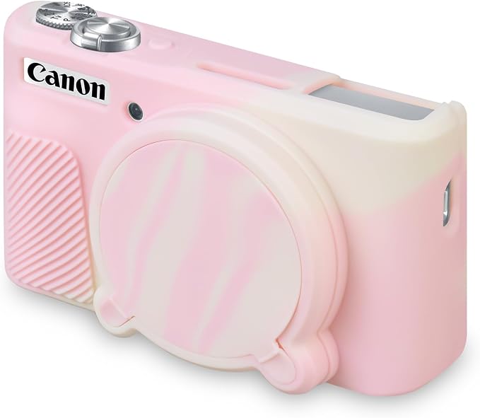BOVKE Silicone Camera Case for Canon PowerShot SX740 / SX730 Digital Camera, SX740 HS Soft Protective Case Cover Rubber Camera Slim Fit Sleeve with Removable Lens Cover, Mist Pink by BOVKE