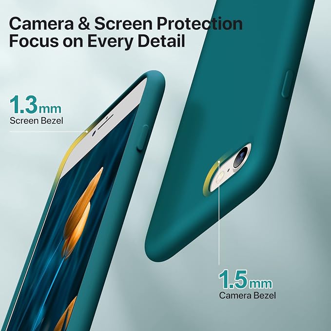 Miracase Silicone for iPhone SE 2022/SE 2020/7/8 Case,Teal | Ultra Slim Cover with Screen Protector, Soft Microfiber Lining, Multi-Color Premium Silicone Shockproof Phone Case - Image 4