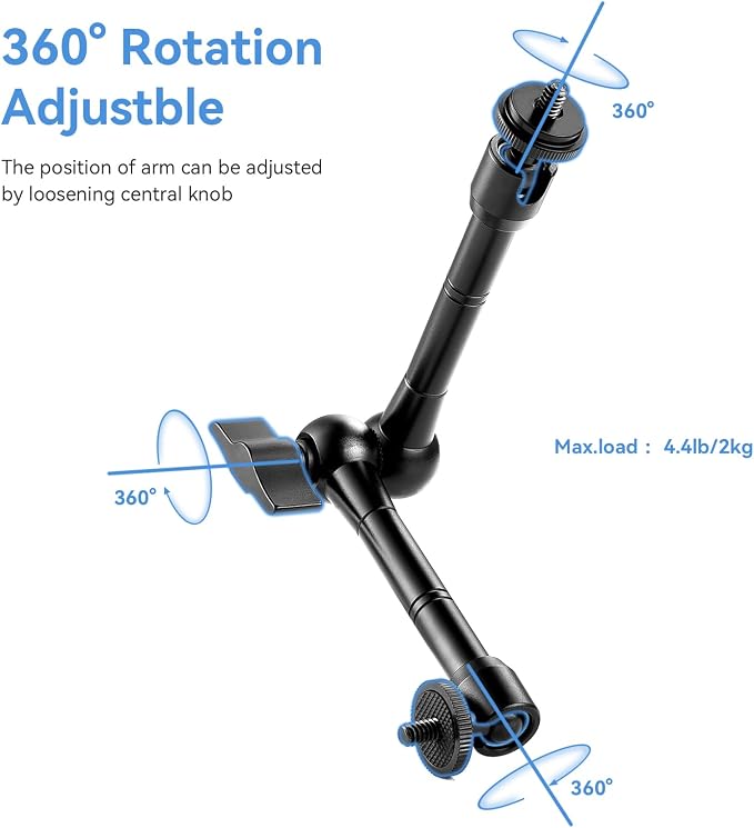 UTEBIT 11" Magic Arm Clamp with Super Clamp | ARRI 1/4" Thread, ARRI 3/8" Thread - Image 4