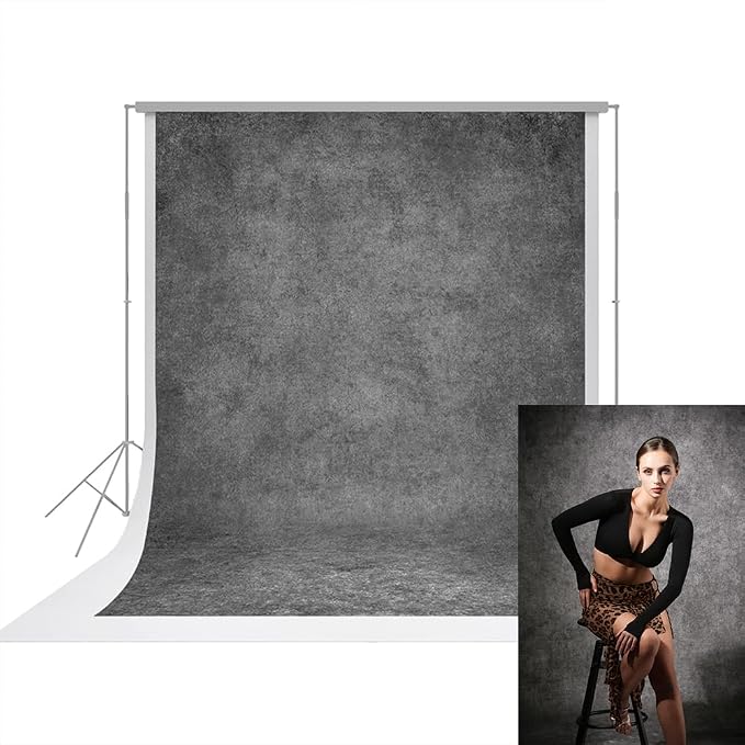 UrcTepics 8×16 ft Grey Fabric Photo Backdrops, Classic Abstract Texture Backdrop for Headshots and Portraits, Vintage Photography Background for Studio and Events. by UrcTepics