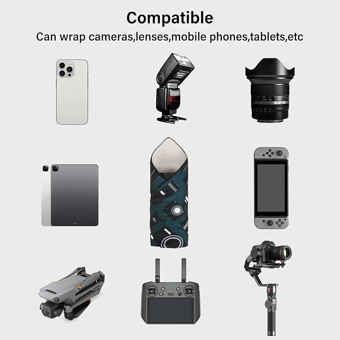 Camera Wrap, Protective Wrap Anti-Scratch Lens pouche, Magic Self-Adhesive Cloth, Universal Storage Cloth for DSLR, Smartphones, Laptops, electronics,Cosmetic,whatever you need to protect - Image 6