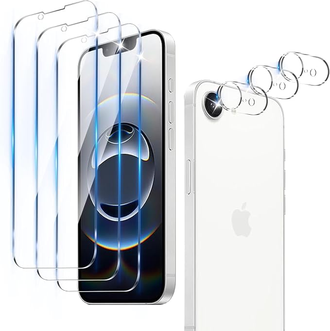 3 Pack Screen Protector Designed for iPhone 16e / 17e with 3 Pack Tempered Glass Camera Lens Protector,Ultra HD Clear,9H Hardness,Easy Install - Case Friendly,Scratch Resistant by Unknown