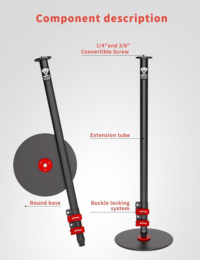 IFOOTAGE A300 Round Base Monopod 60" Camera Tripod Stand | Studio Stand with Light Adapter 1/4" & 3/8" Screw for Camera Light Webcam Live Streaming Vlogging, Payload 10KG/22LB - Image 6