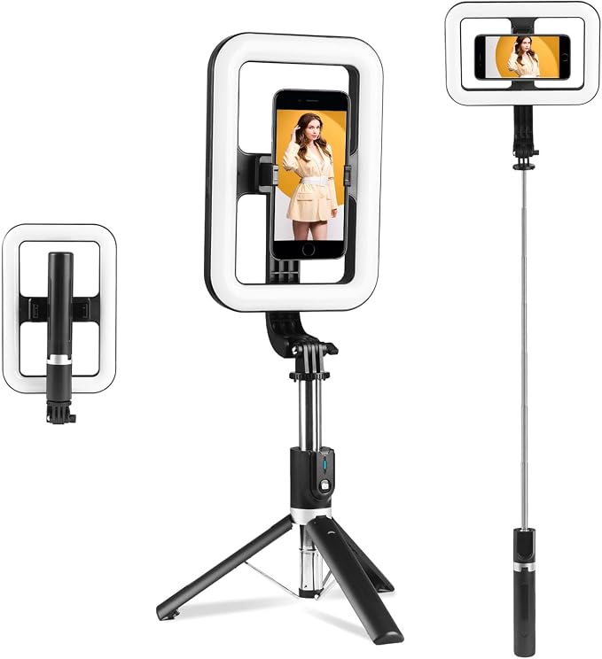 Selfie Ring Light with Stand, Tripod with Dimmable LED Lights | LED Selfie Light, Extendable Ring Light Tripod for Photography, Video Recording, Live Stream, Makeup by PIOENIMAGE