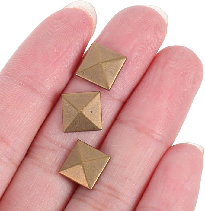 100Pcs Square Rivets, 0.39in Copper Flat Back Pyramid Studs | Flatback Hot Studs, Metal Nail Head Rivet DIY Accessories for Clothing Bags Leather Shoes Jewelry Crafts - Image 4