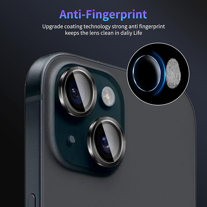Camera Lens Protector for iPhone 14 / iPhone 14 Plus,1 Pack | Tempered Metal Glass Camera Cover Film,HD Clear,Anti-Scratch Lens Screen Protector Film,Case Friendly,Black Titanium - Image 6
