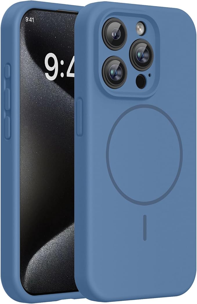 Miracase Magnetic for iPhone 15 Pro Case, Silicone, Soft Microfiber Lining by Miracase