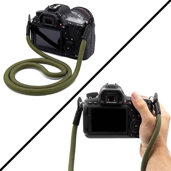 Camera Strap Vintage 100cm Nylon Climbing Rope Camera Neck Shoulder Strap for Micro Single and DSLR Camera.(Army Green) - Image 3