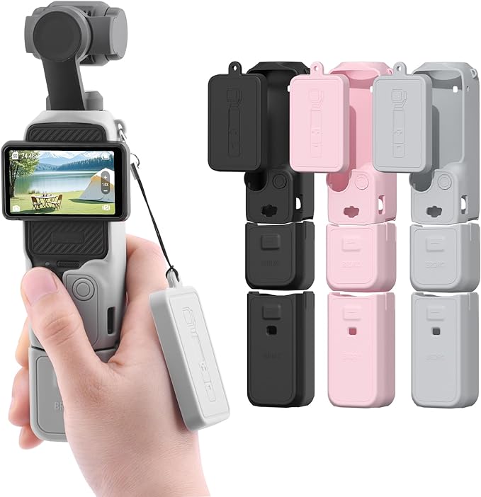 BRDRC Pocket 3 Silicone Cover, For Xtra Muse Protective Case Lens Protector Scratch-Resistant Sleeve Skin Compatible with DJI OSMO Pocket 3 Creator Combo/Xtra Muse Accessories (Grey) by BRDRC