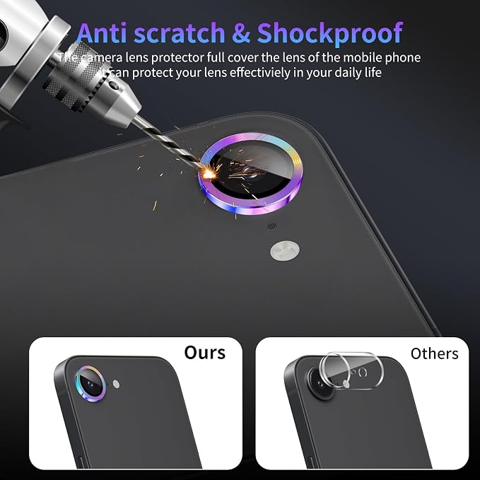 Camera Lens Protector for iPhone 17e,1 Pack | Tempered Metal Glass Camera Cover, HD Clear Anti-Scratch Lens Screen Protector Film,Case Friendly,Colorful Titanium - Image 4