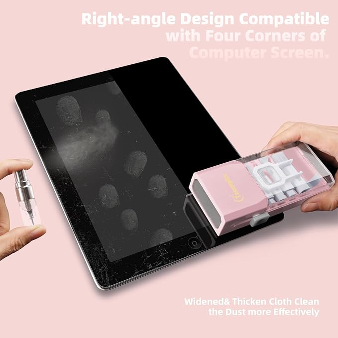 Keyboard Cleaning Kit, All-in-One Laptop & Computer Screen Cleaner, Pink | Multi-function Electronic Cleaner, Soft Bristle Brush, Computer Screen-safe Spray, Compact, for MacBook, iPad, iPhone, earbud - Image 9