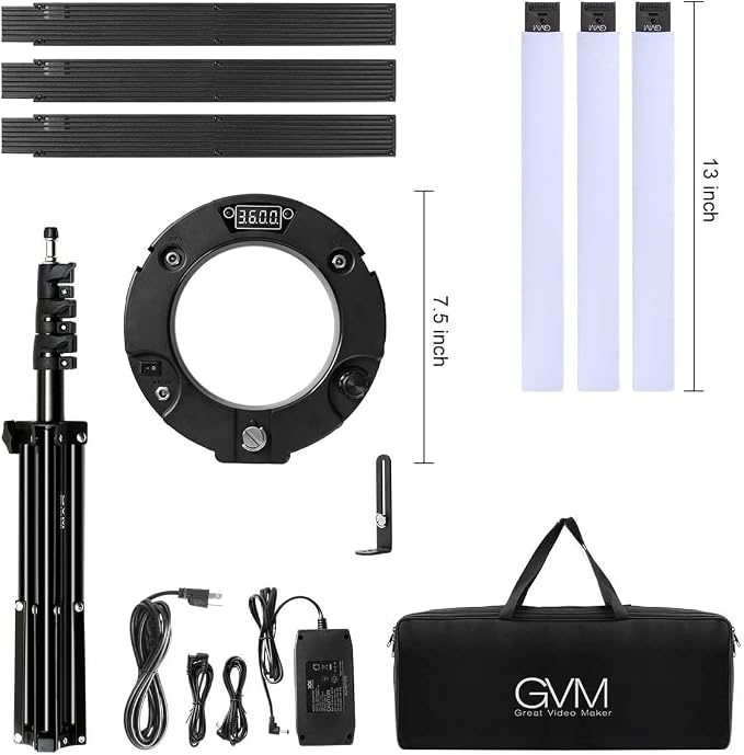 GVM Great Video Maker 600S LED Ring Light, 90W Dimmable Led Video Light Kit with Detachable Light Bars, Photography Lighting Led Video Lighting Kit for Live Broadcast, YouTube, CRI 97+ 3200K-5600K - Image 7