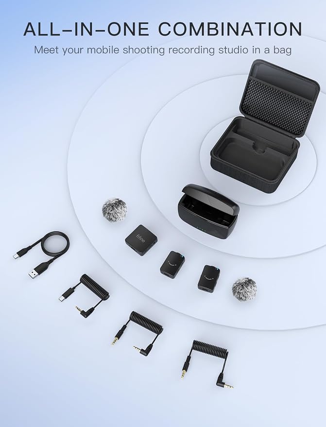 FIFINE M9 2 Pack Wireless Lavalier Microphone for iPhone Camera Vlog | Condenser Clip-On Lapel Mic System, Charging Case, for Android Vlog YouTube TikTok Interview - Image 8