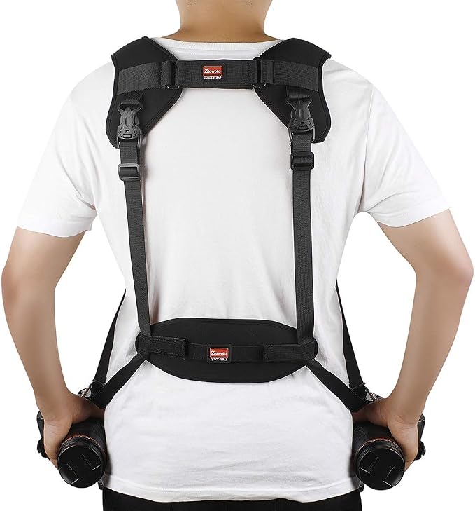 Camera Strap Double Shoulder Camera Strap Harness Quick Release Adjustable Dual Camera Tether Strap with Safety Tether and Lens Cleaning Cloth for DSLR SLR Camera - Image 2